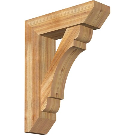 Ekena Millwork Olympic Slat Rough Sawn Bracket w/ Offset Brace, Western Red Cedar, 8"W x 28"D x 36"H BKT0806X28X36OLY06RWR